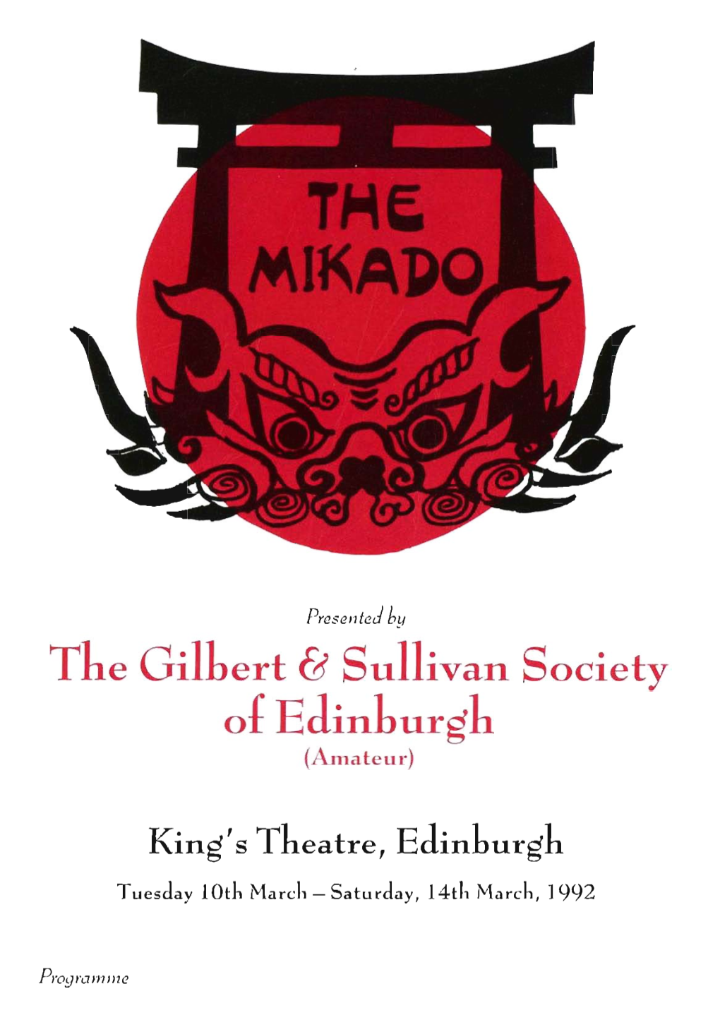 Programme the Gilbert & Sullivan Coach Services Society of Edinburgh for Edinburgh Hon