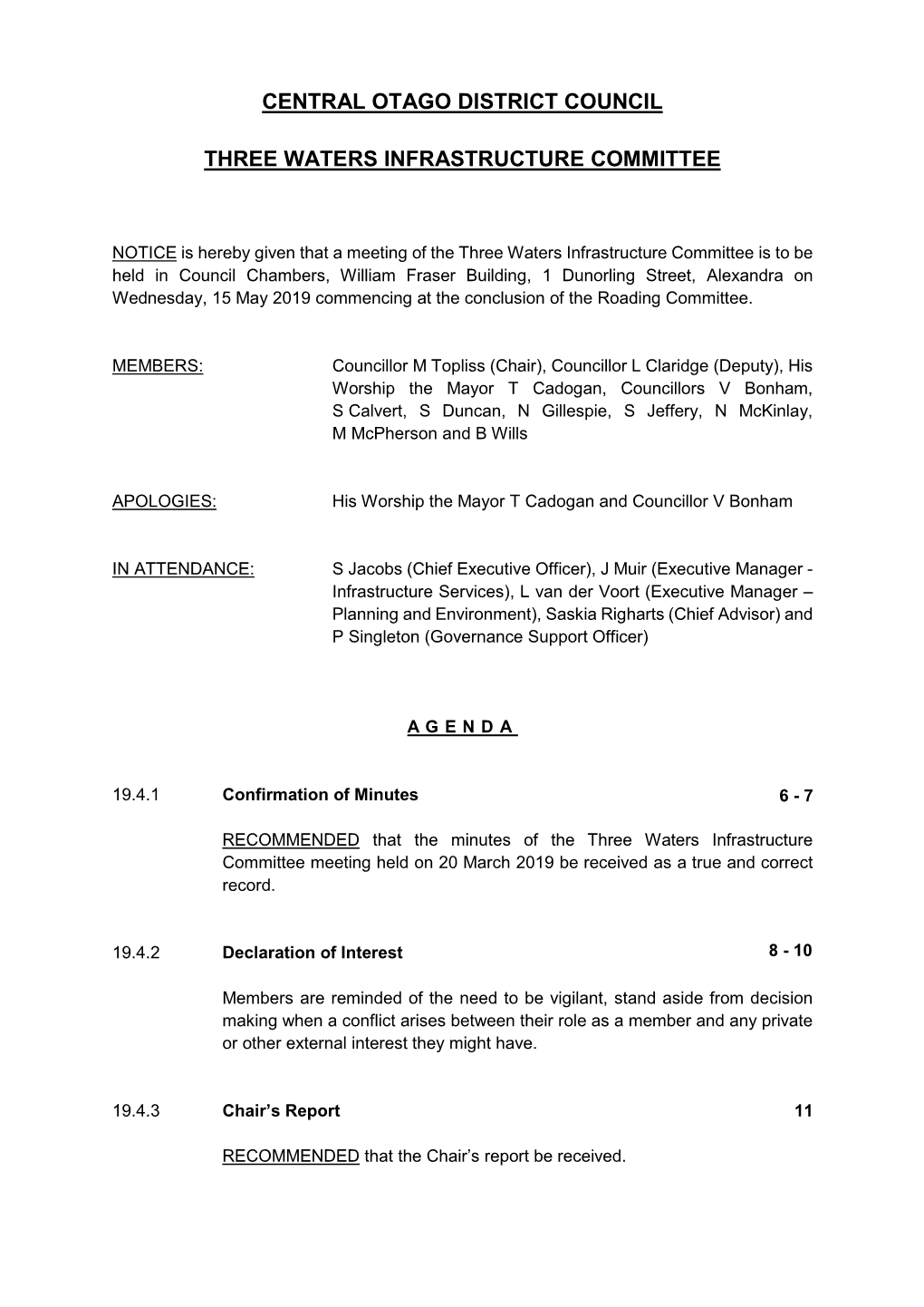 Central Otago District Council Three Waters