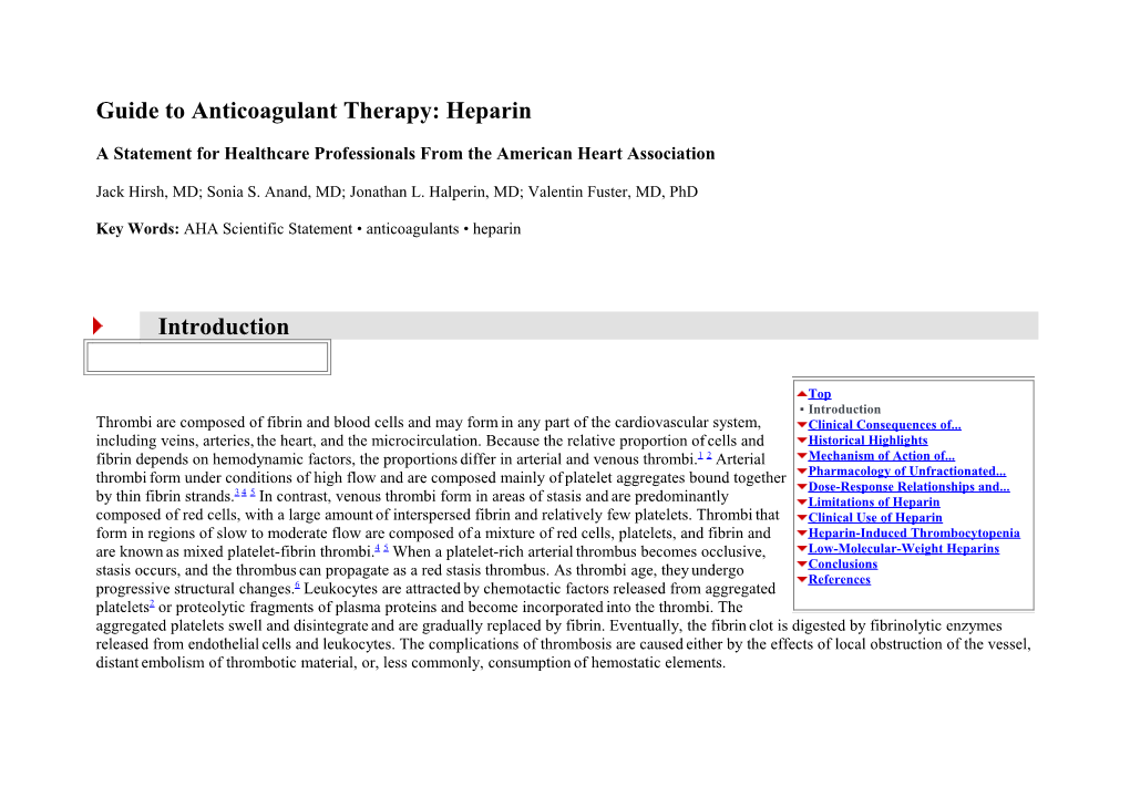 Guide to Anticoagulant Therapy: Heparin