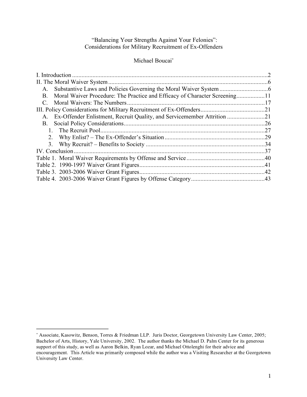 “Balancing Your Strengths Against Your Felonies”: Considerations for Military Recruitment of Ex-Offenders