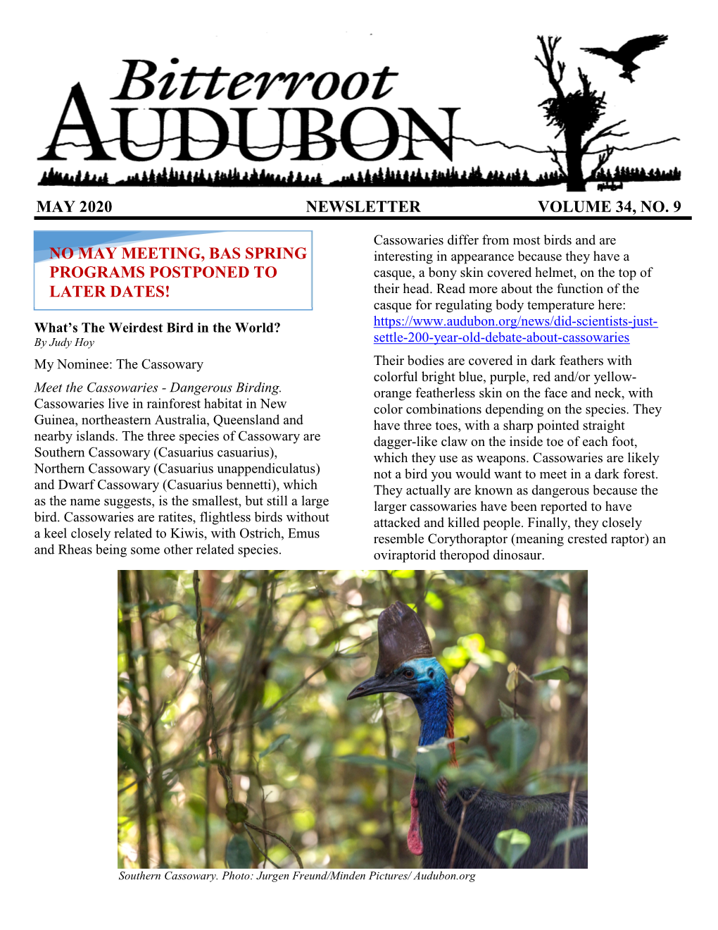 May 2020 Newsletter Volume 34, No