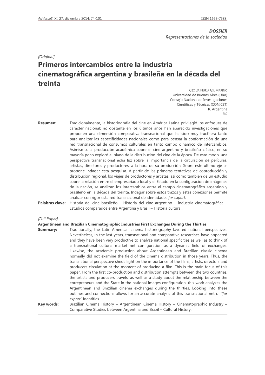 Primeros Intercambios Entre La Industria Cinematográfica Argentina