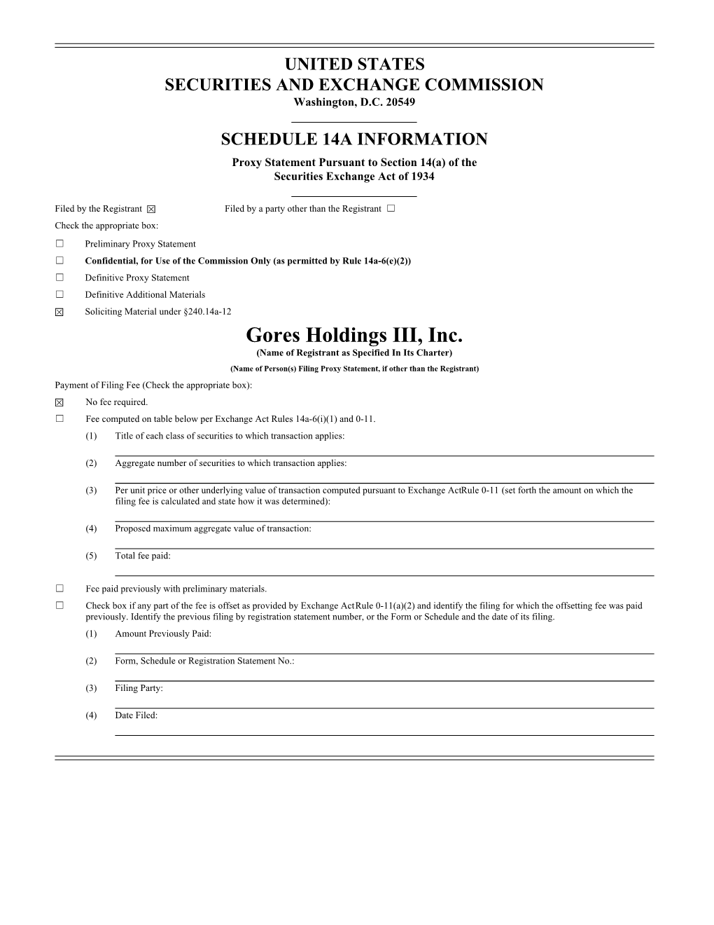 Gores Holdings III, Inc