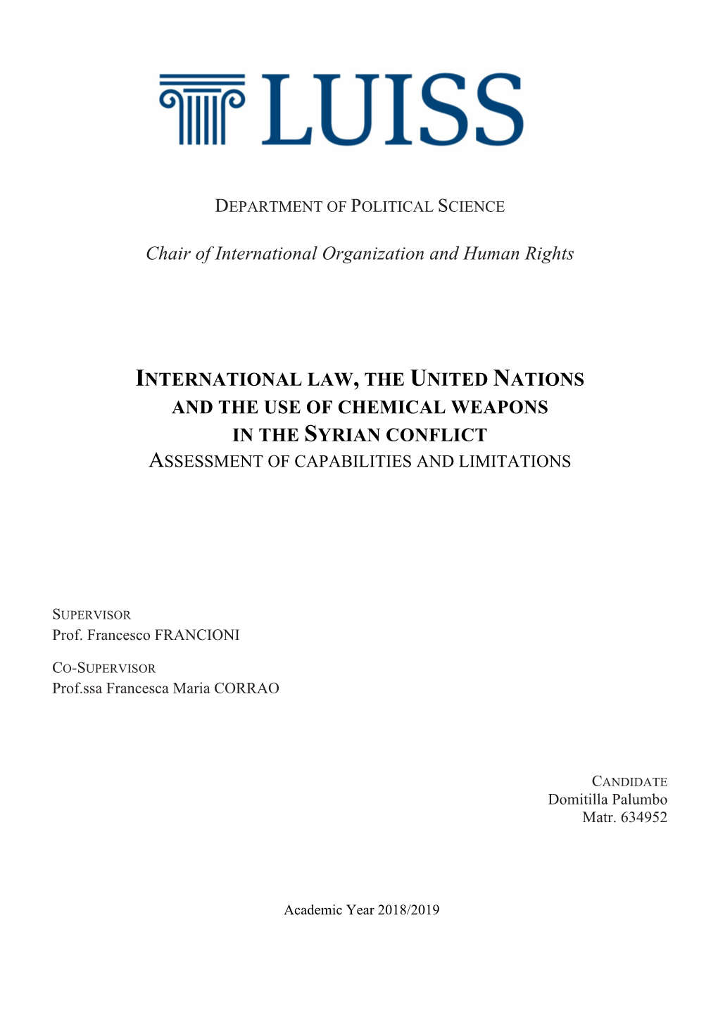 Chair of International Organization and Human Rights