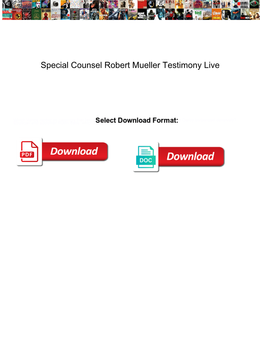 Special Counsel Robert Mueller Testimony Live