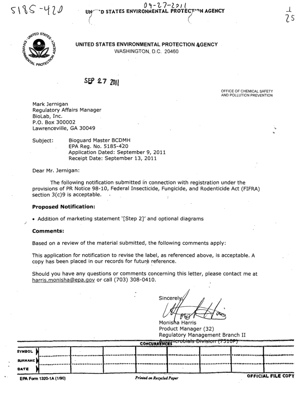 US EPA, Pesticide Product Label, BIOGUARD MASTER BCDMH, 09