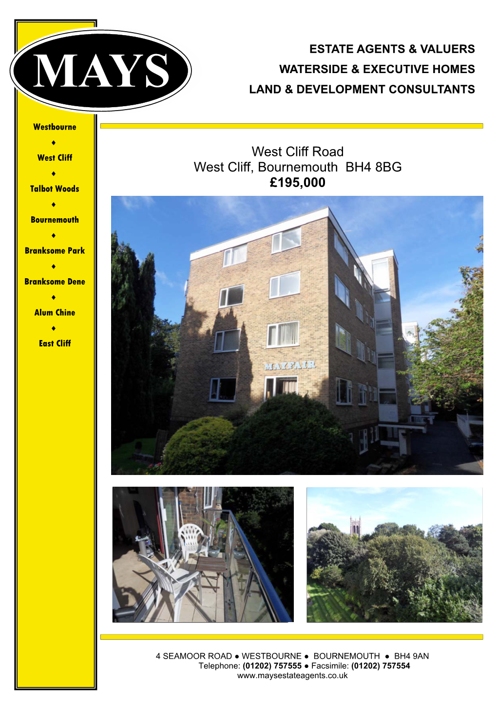 West Cliff Road West Cliff, Bournemouth BH4 8BG £195,000