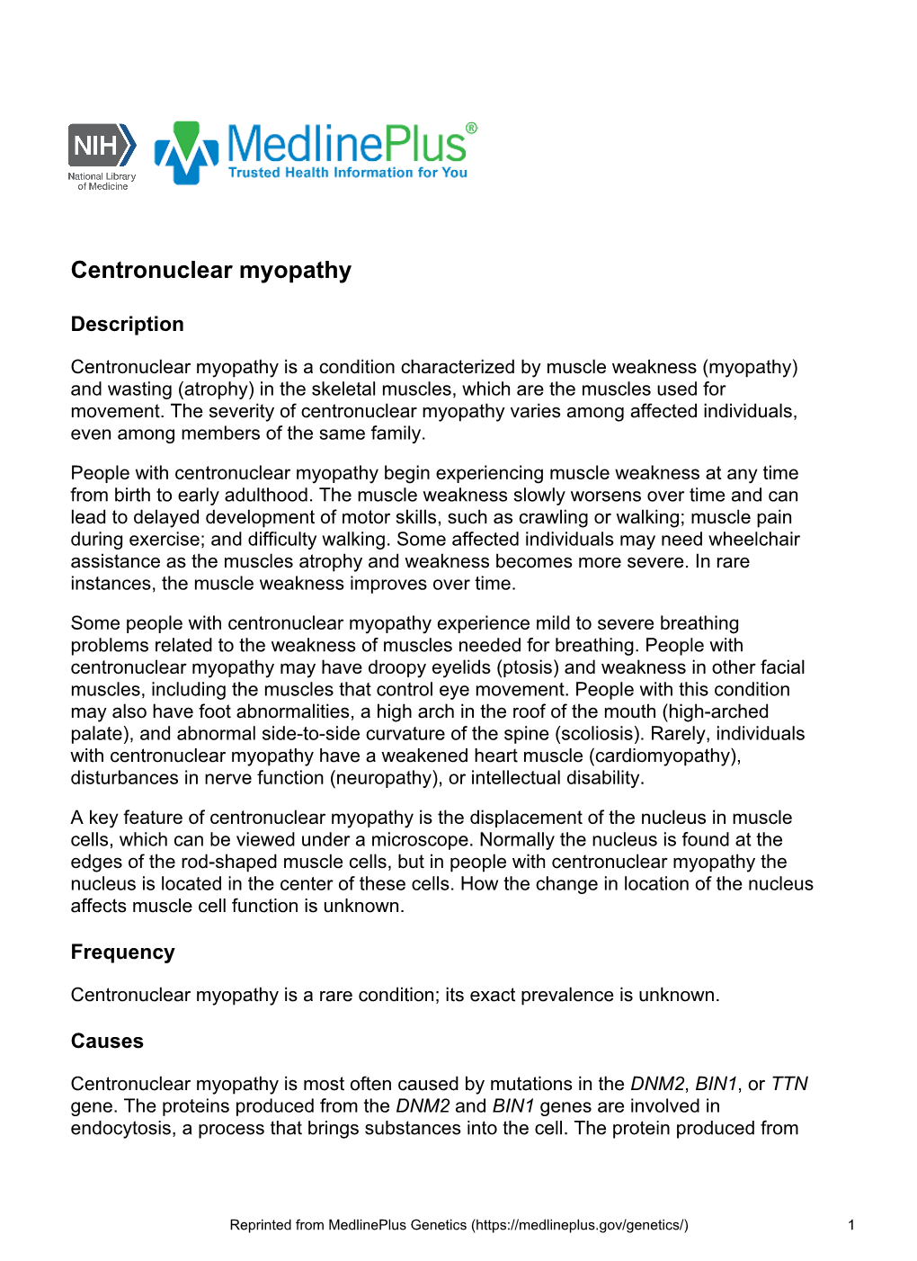 Centronuclear Myopathy