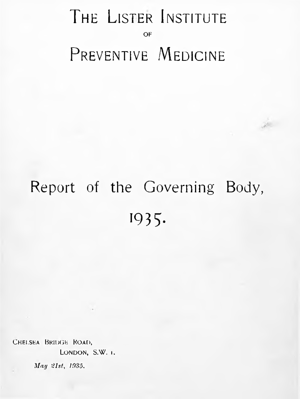 Report of the Governing Body