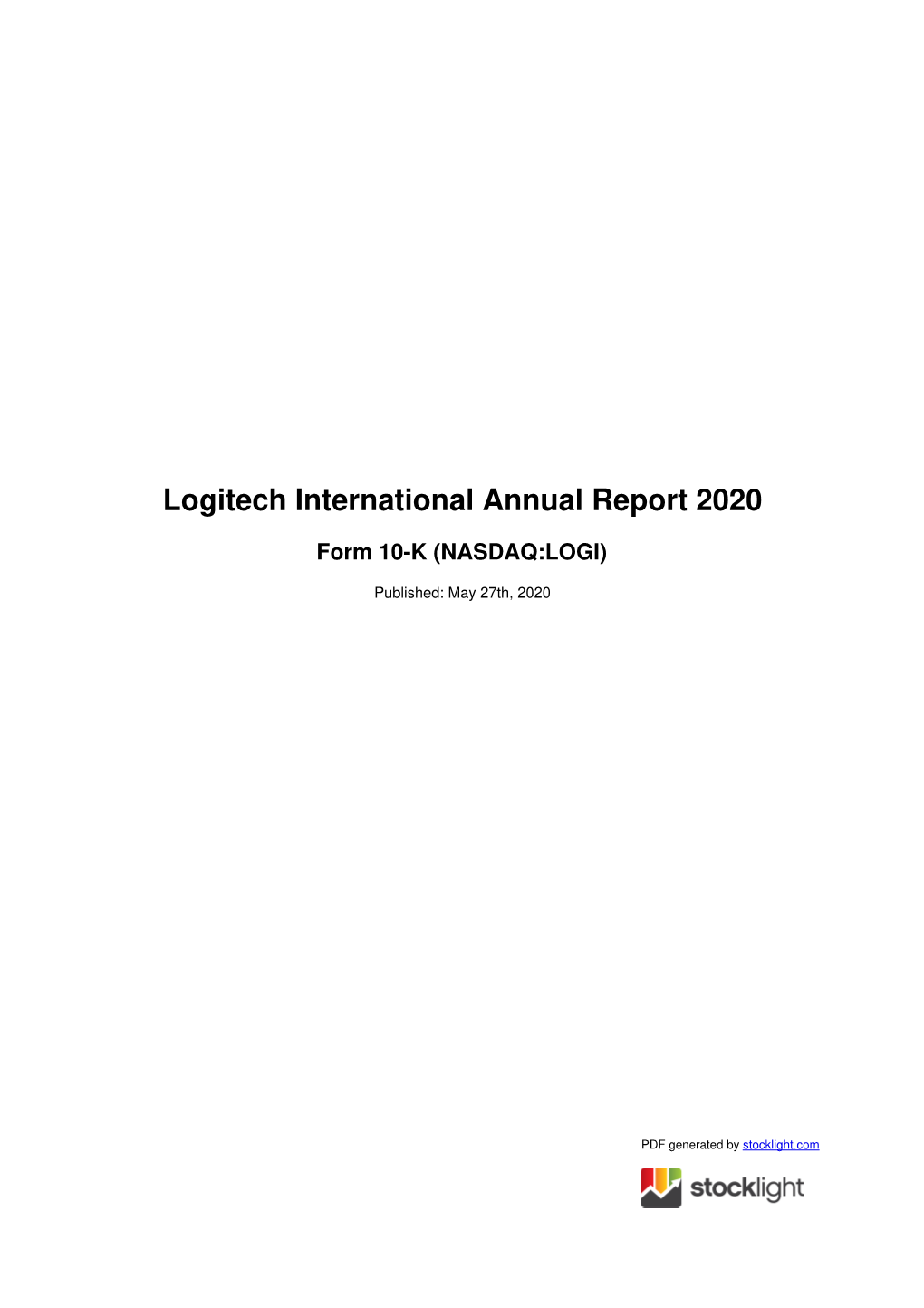 Logitech International Annual Report 2020