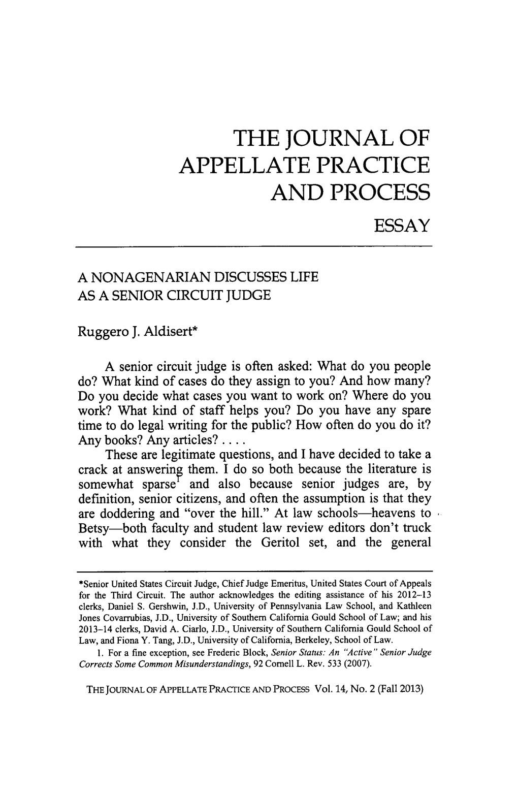 The Journal of Appellate Practice and Process Essay