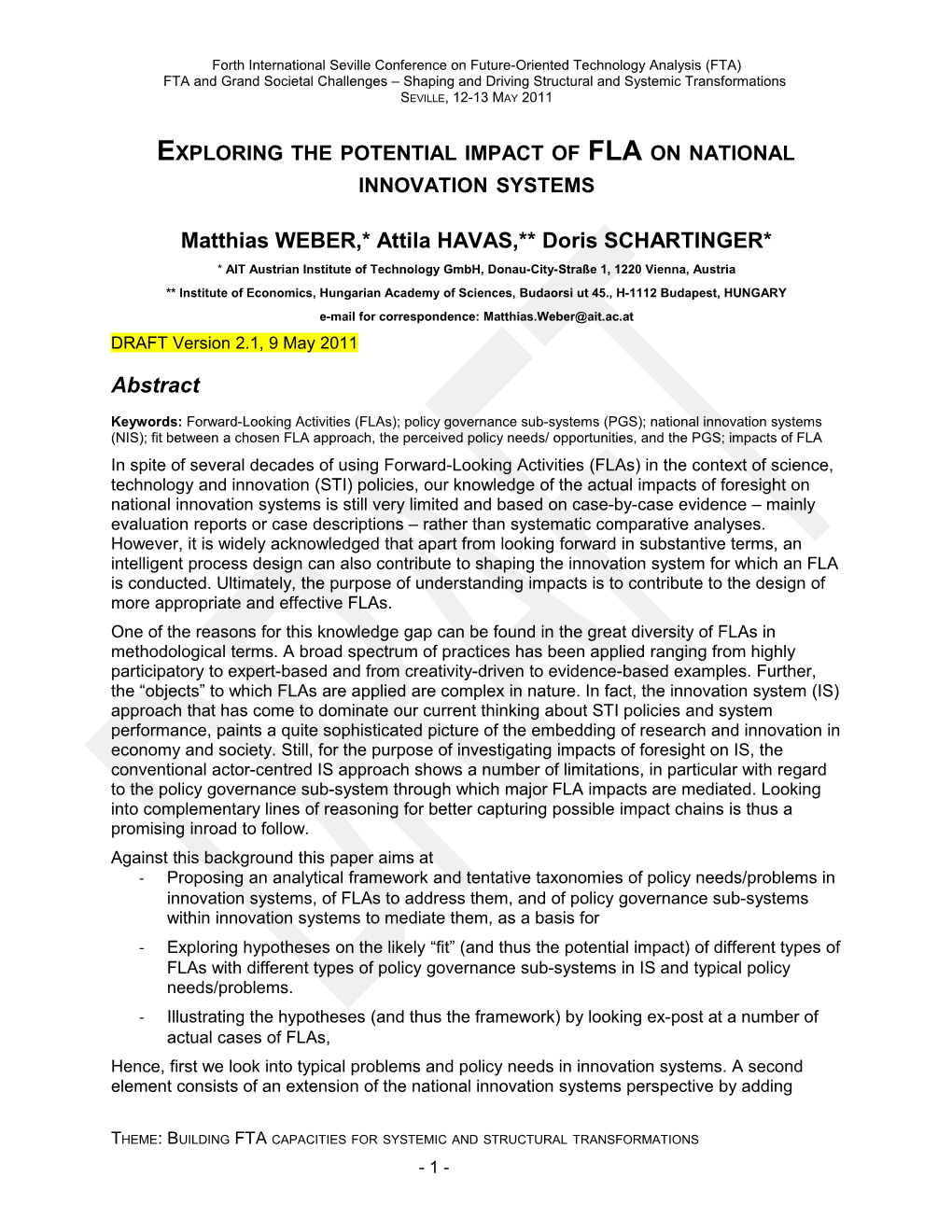 Exploring the Potential Impact of Fla on National Innovation Systems