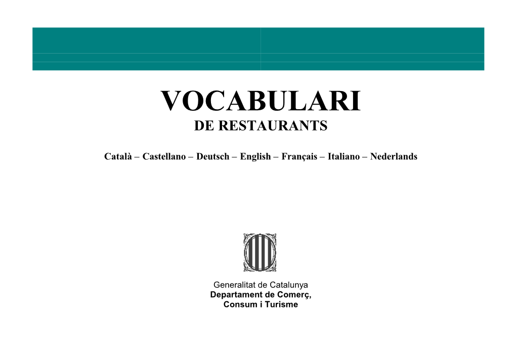 Vocabulari De Restaurants