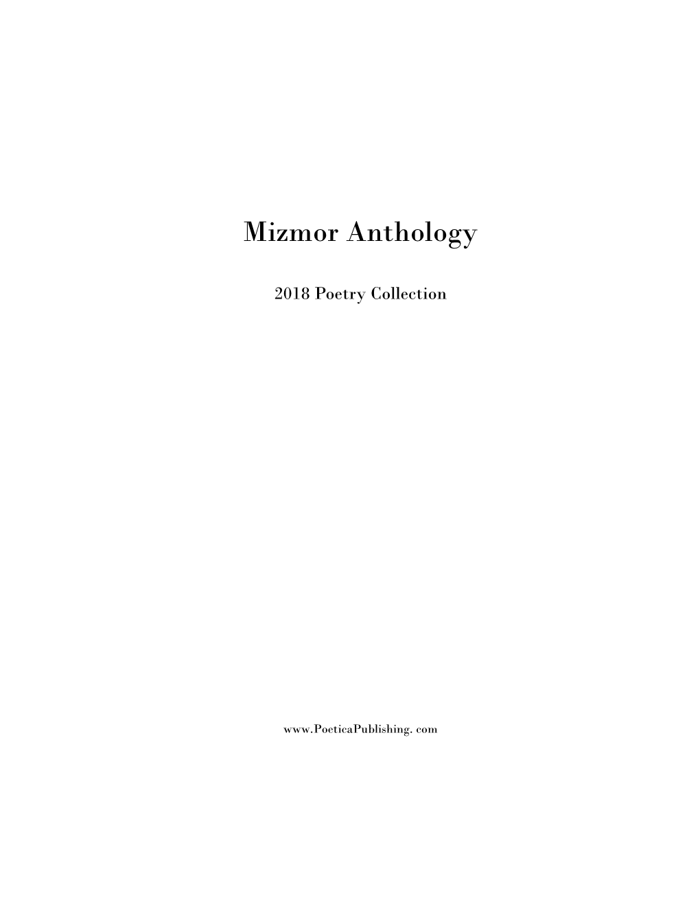 2018 Mizmor Anthology Manuscript