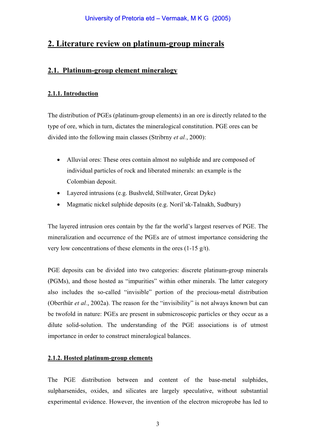 2. Literature Review on Platinum-Group Minerals