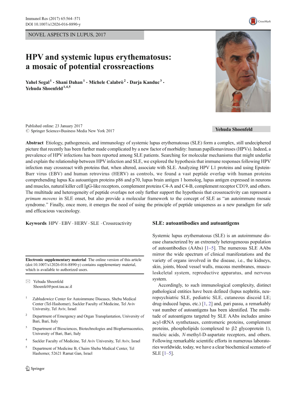 HPV and Systemic Lupus Erythematosus: a Mosaic of Potential Crossreactions