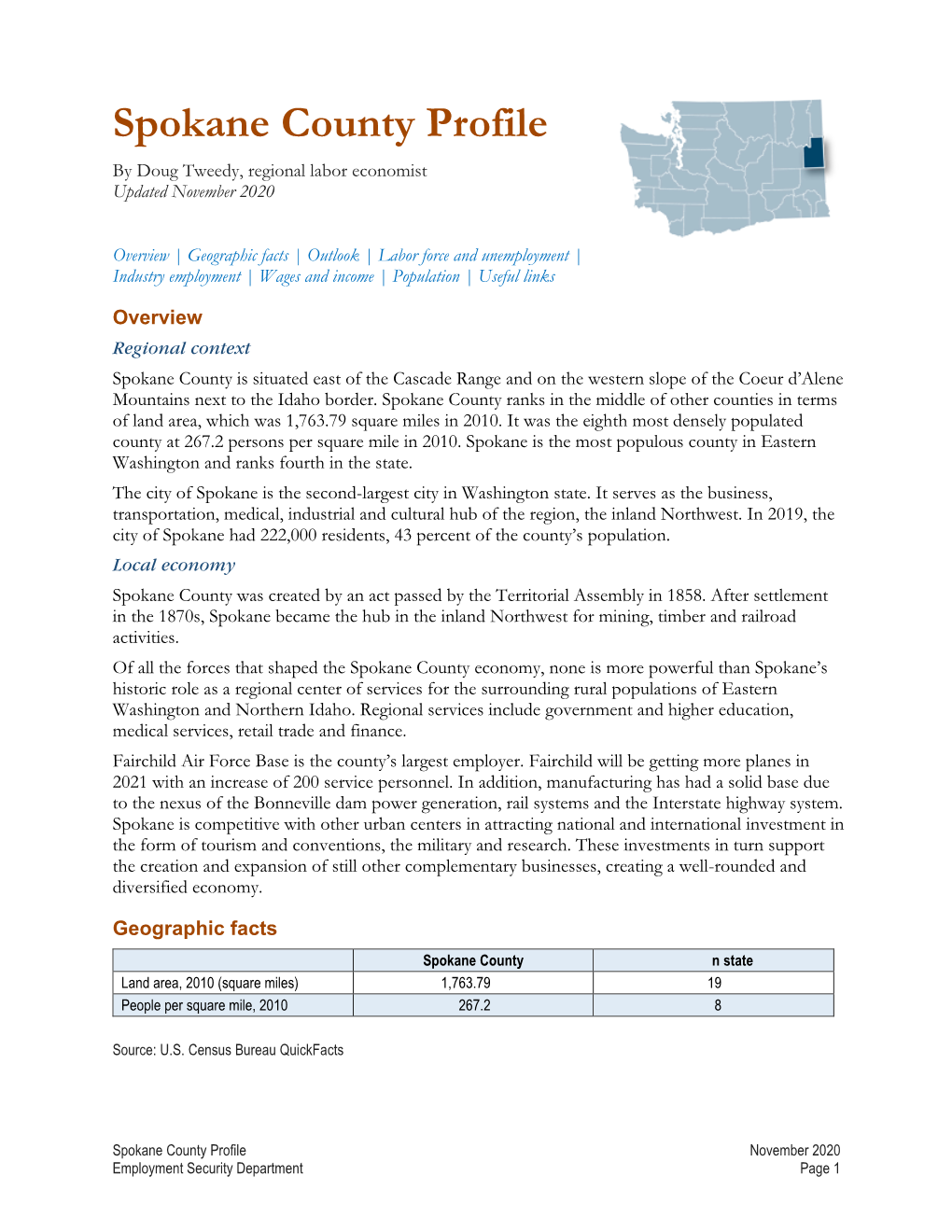 Spokane County Profile 2020