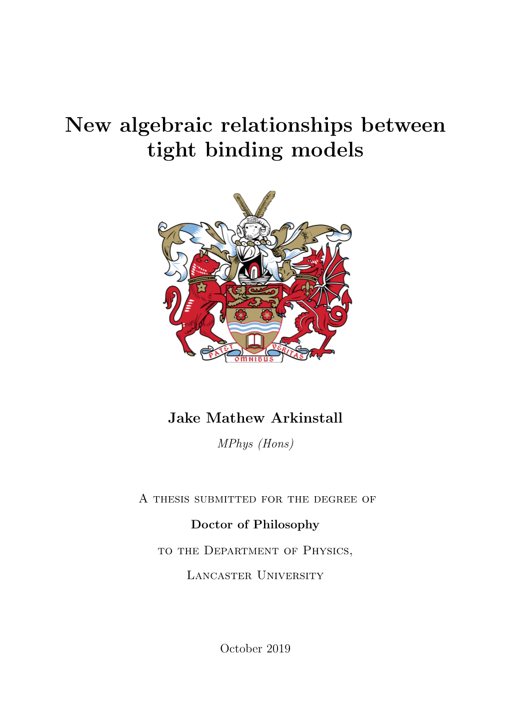New Algebraic Relationships Between Tight Binding Models