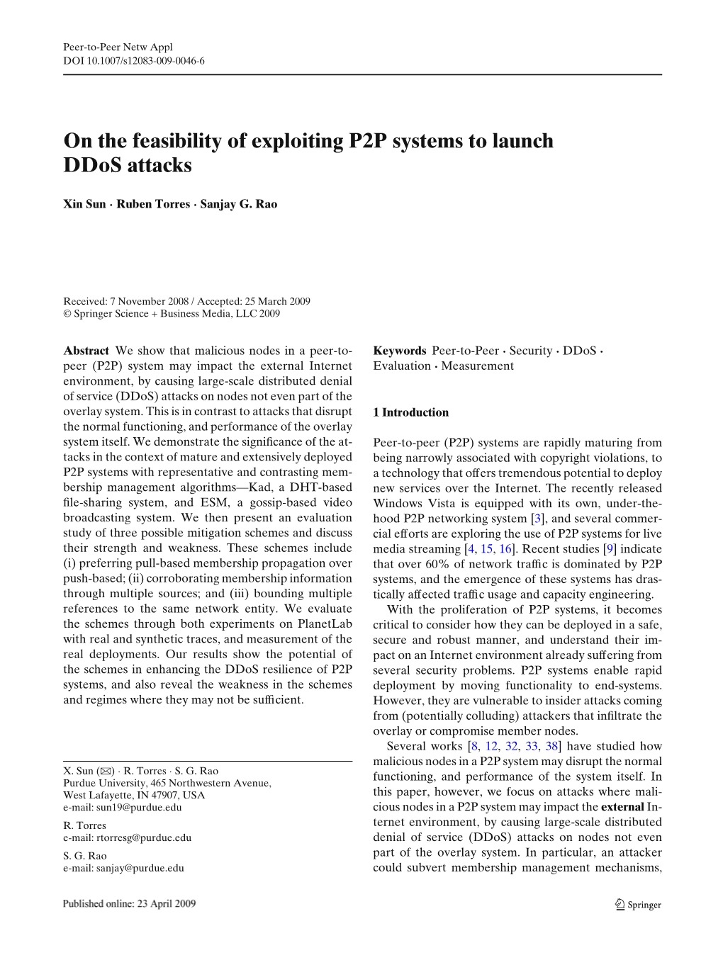 On the Feasibility of Exploiting P2P Systems to Launch Ddos Attacks