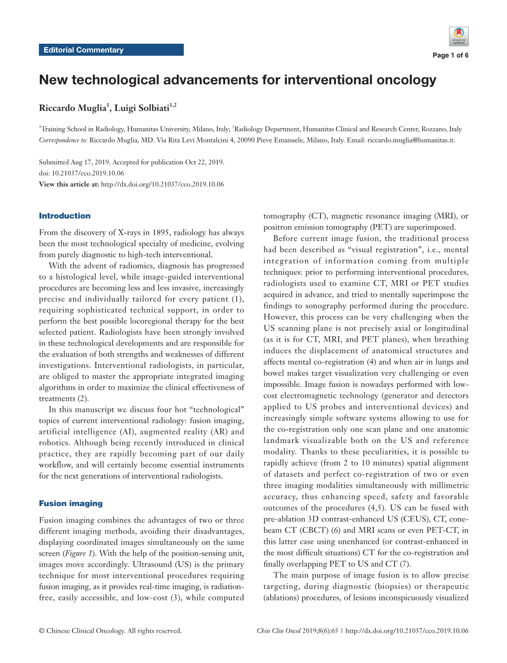 New Technological Advancements for Interventional Oncology