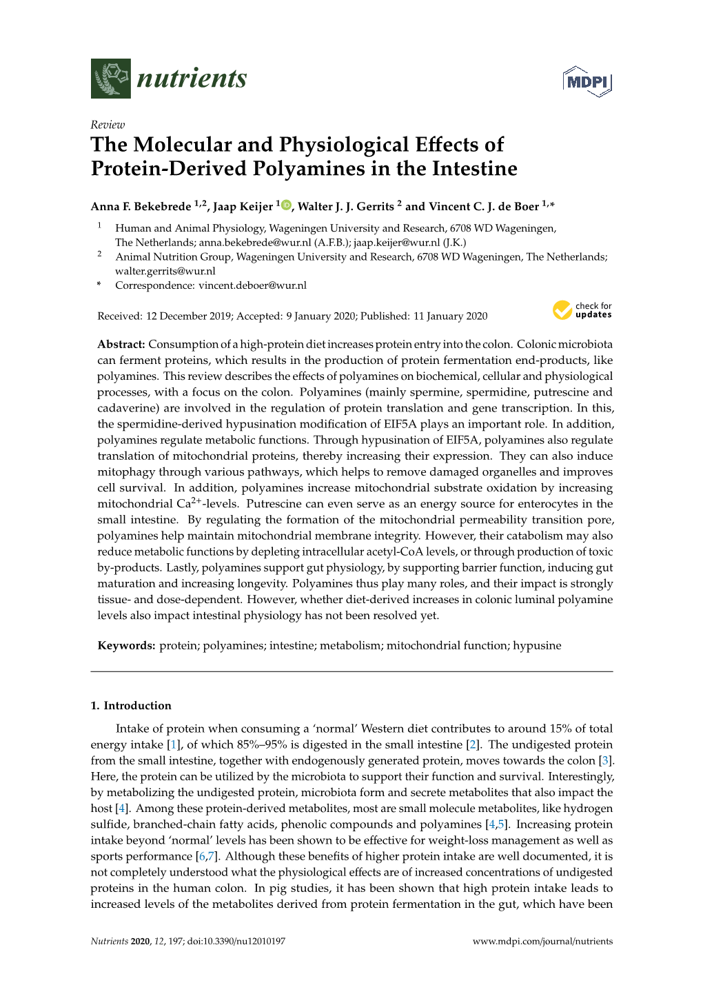 The Molecular and Physiological Effects of Protein-Derived