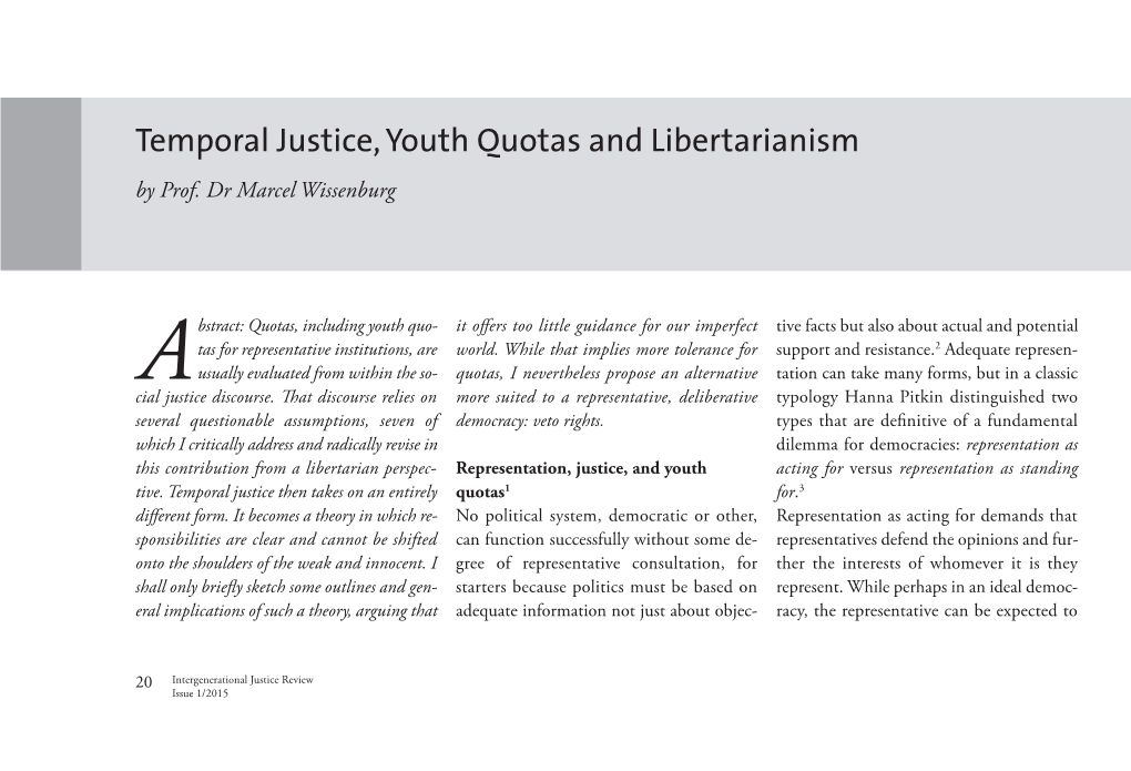 Temporal Justice, Youth Quotas and Libertarianism by Prof