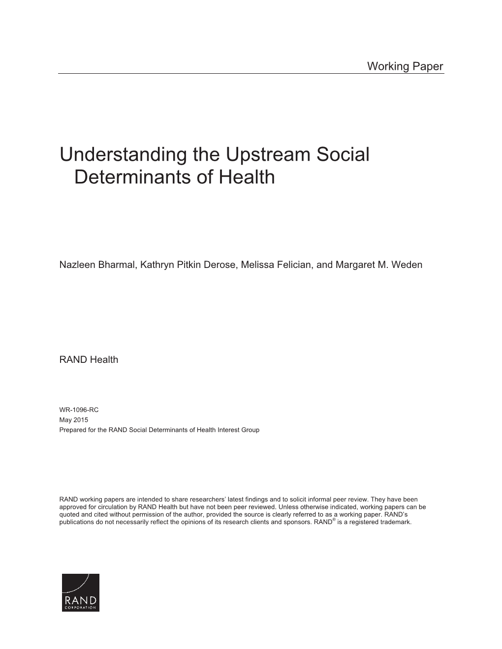 Understanding the Upstream Social Determinants of Health