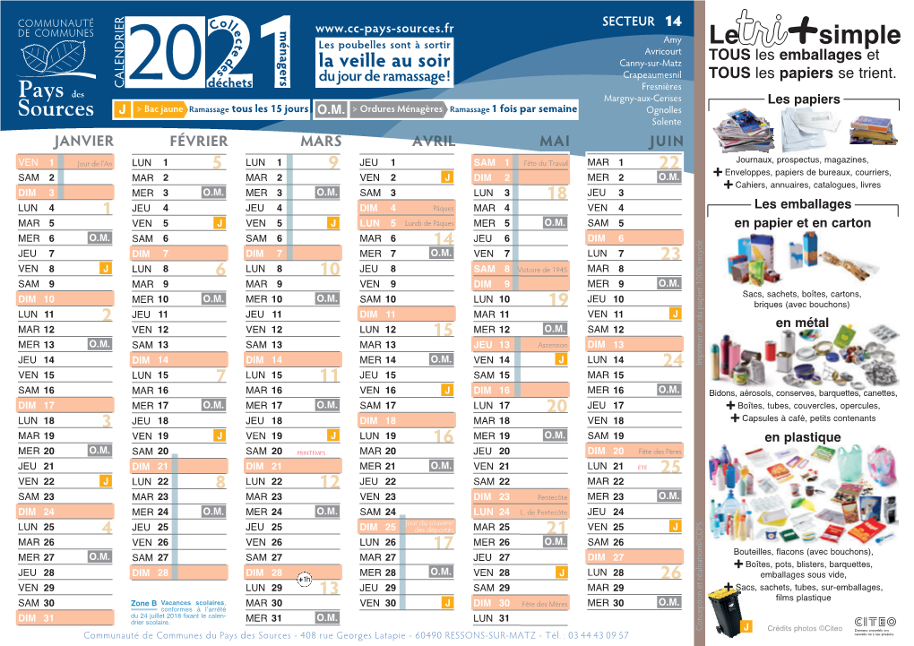 Calendrier Du Tri 2021