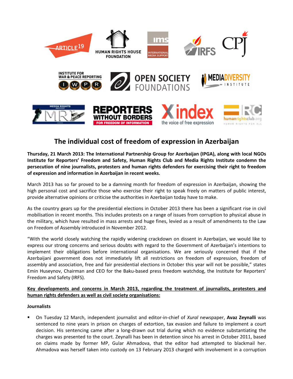 The Individual Cost of Freedom of Expression in Azerbaijan