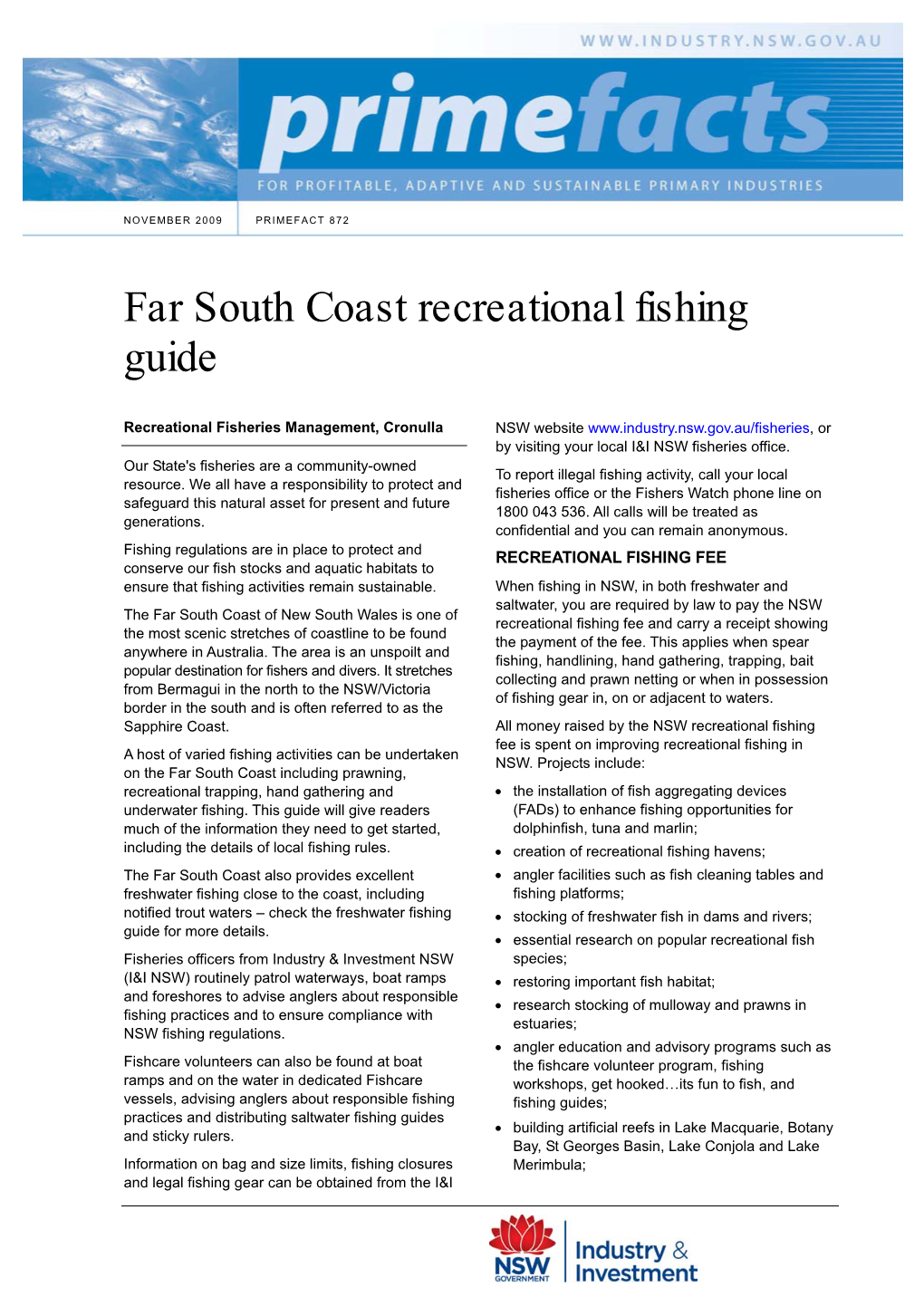Far South Coast Recreational Fishing Guide