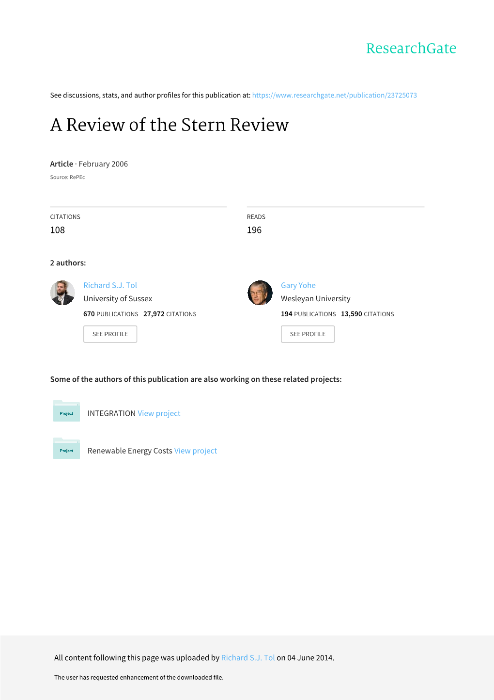 A Review of the Stern Review