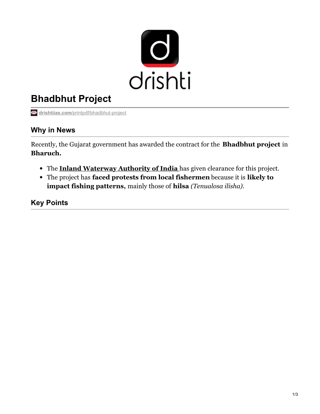 Bhadbhut Project