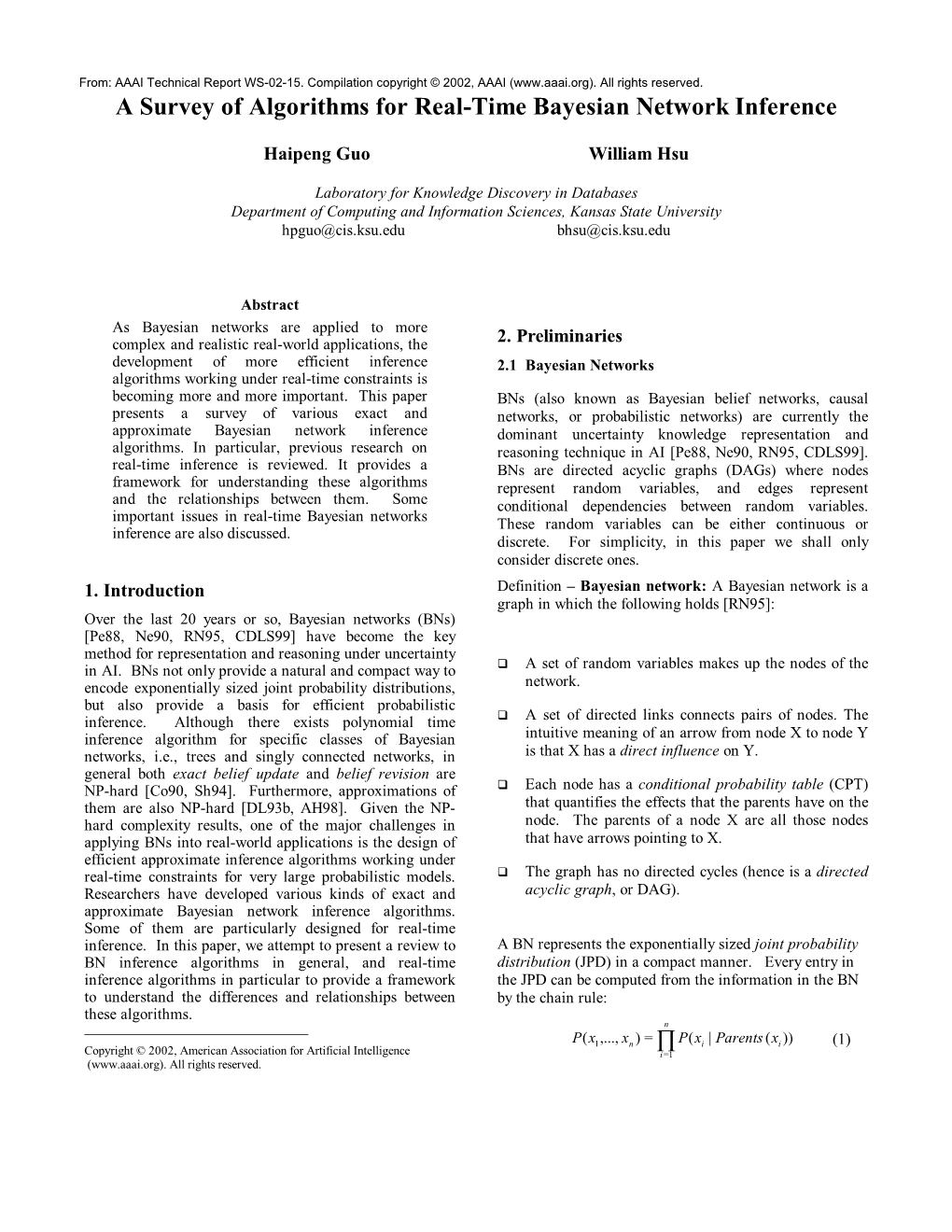 A Survey of Algorithms for Real-Time Bayesian Network Inference