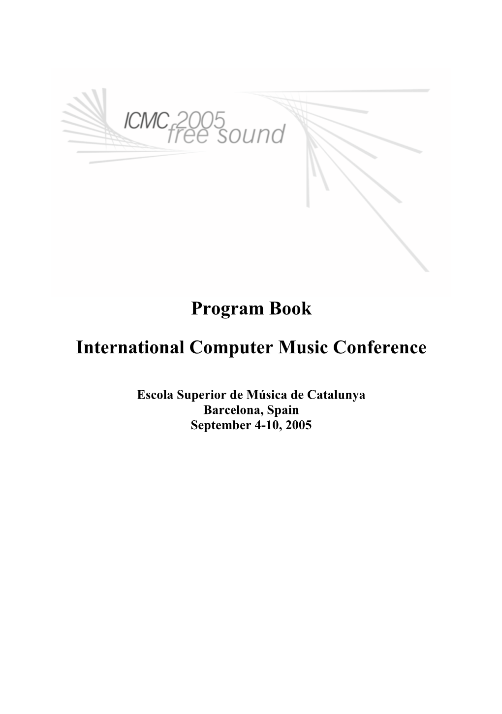 Program Book International Computer Music Conference