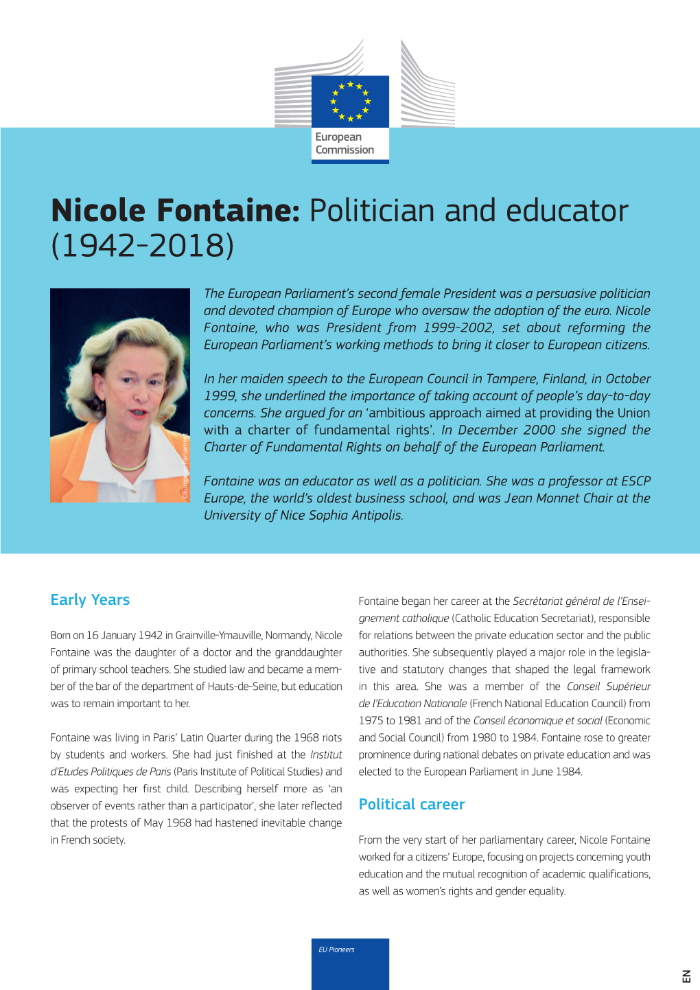 Nicole Fontaine: Politician and Educator (1942‑2018)