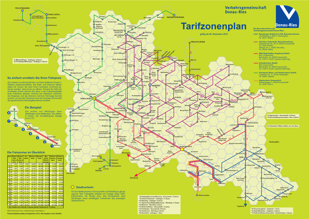 Tarifzonenplan Verkehrsgemeinschaft Donau-Ries: Schopflohe Schaff.Hof Aumühle Steinhart Wilburgstetten Gültig Ab 09