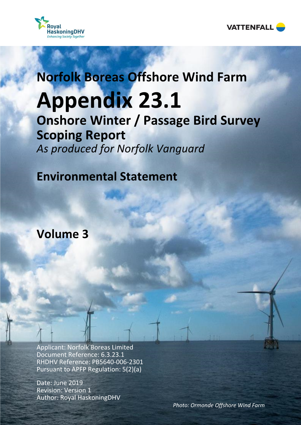 Appendix 23.1 Onshore Winter / Passage Bird Survey Scoping Report As Produced for Norfolk Vanguard