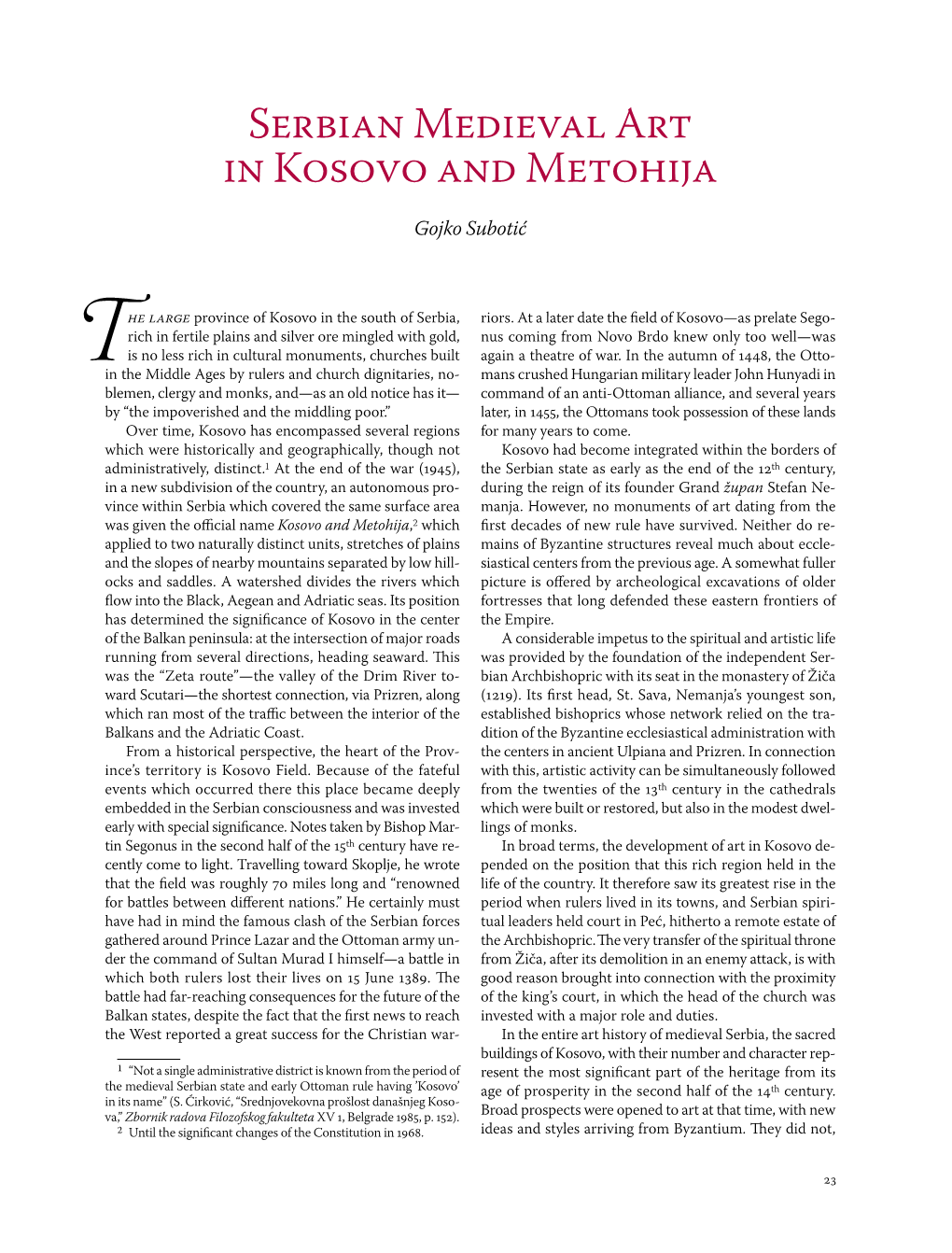 Gojko Subotić: Serbian Medieval Art in Kosovo and Metohija