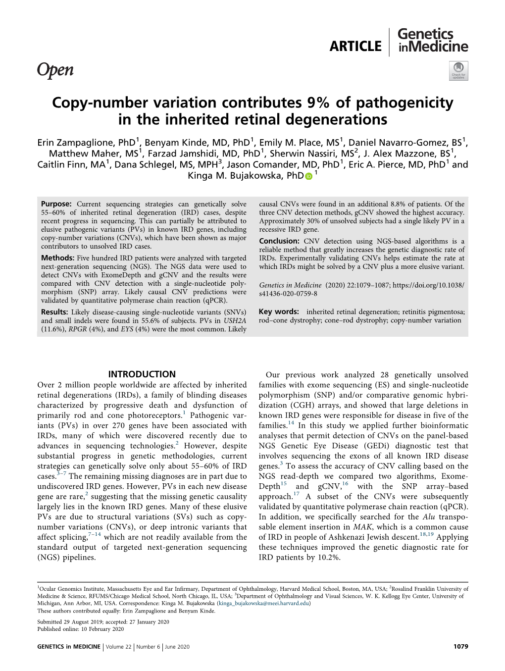 Copy-Number Variation Contributes 9% of Pathogenicity in the Inherited Retinal Degenerations