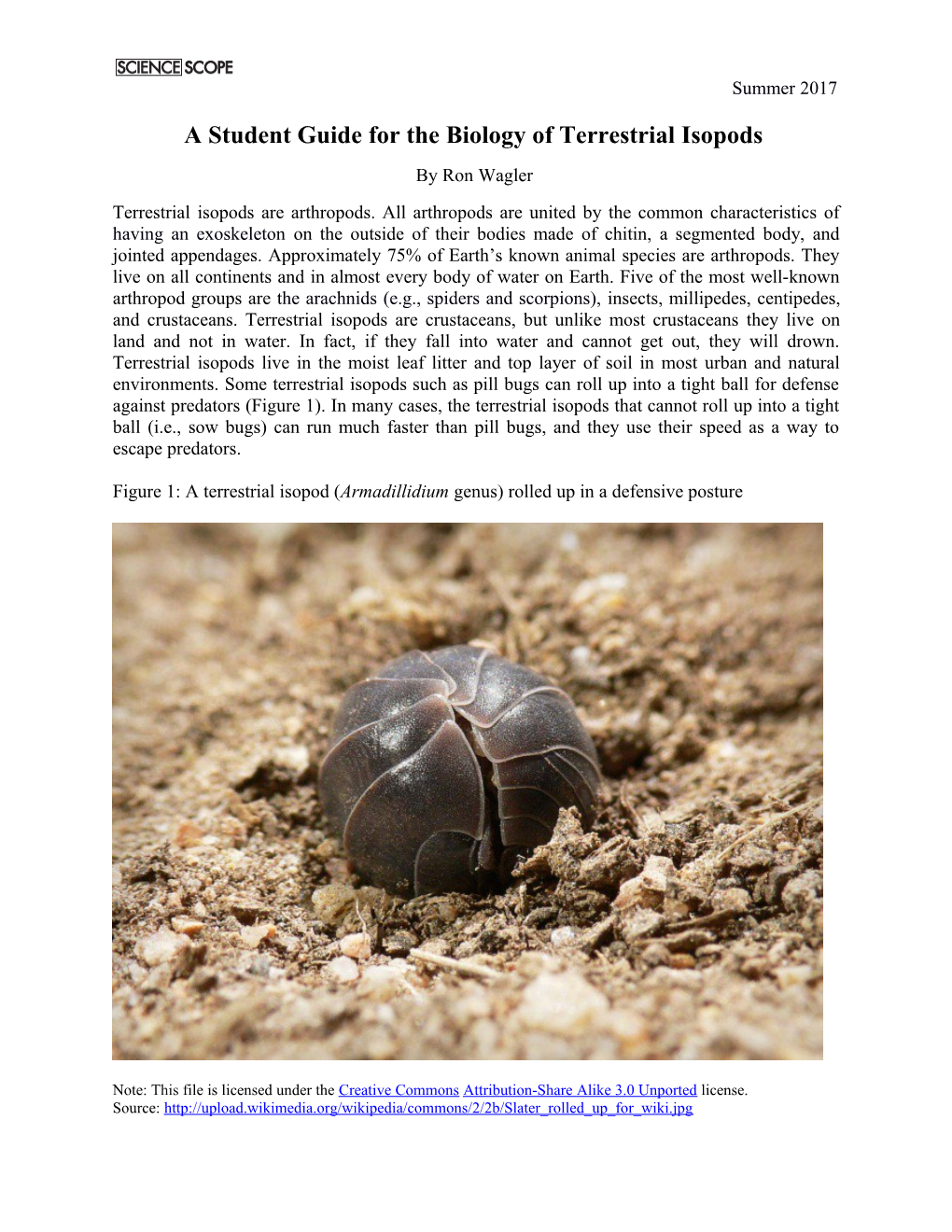 A Student Guide for the Biology of Terrestrial Isopods