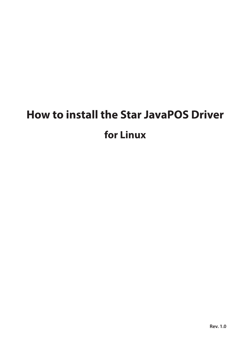 Star Javapos Driver Installation Guide for Linux