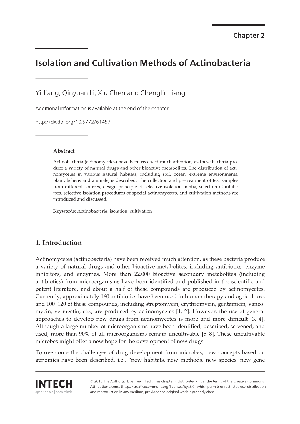 Isolation and Cultivation Methods of Actinobacteria