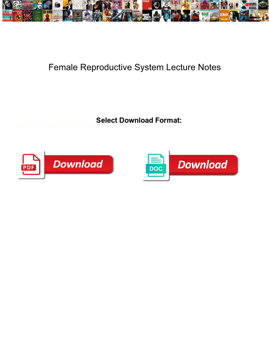 Female Reproductive System Lecture Notes