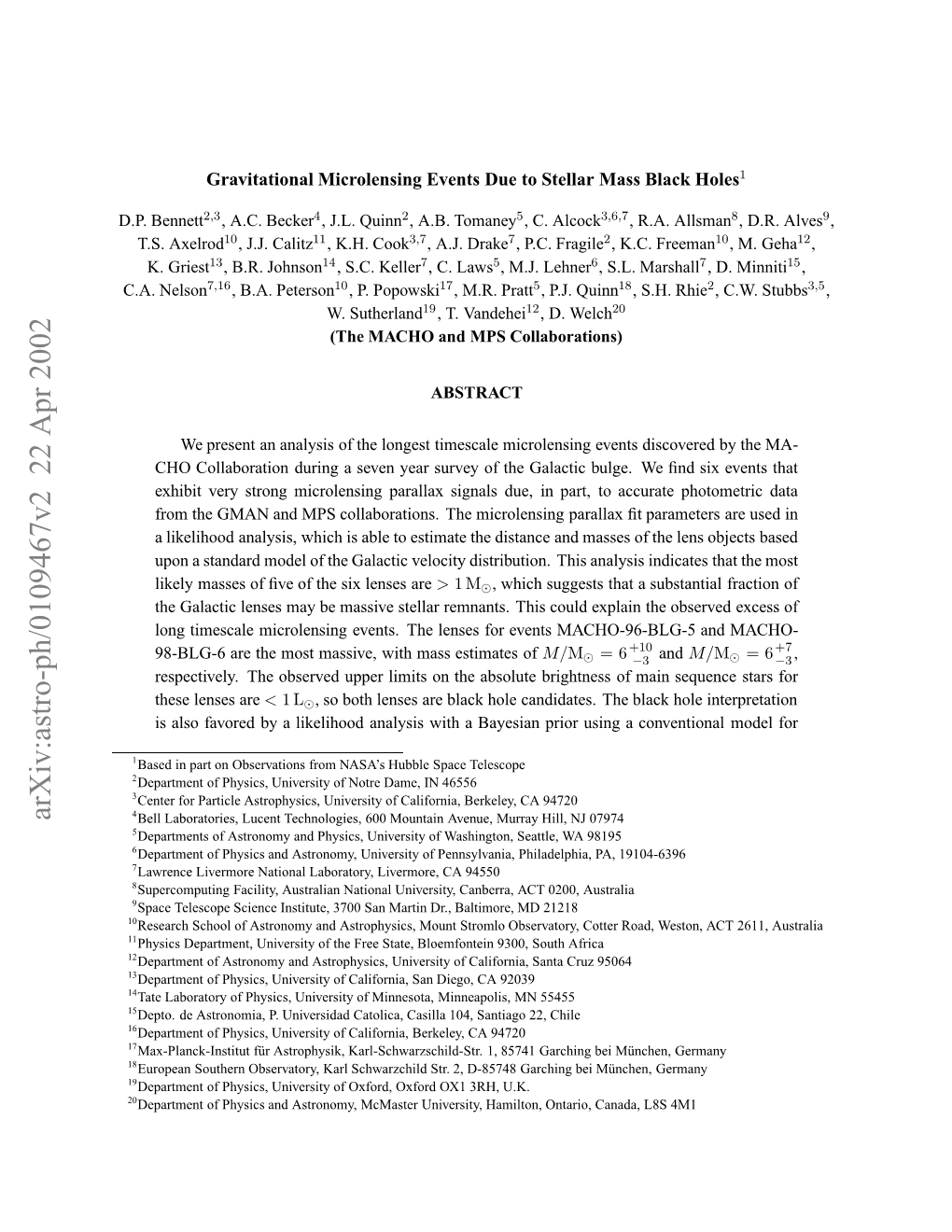 Gravitational Microlensing Events Due to Stellar Mass Black Holes