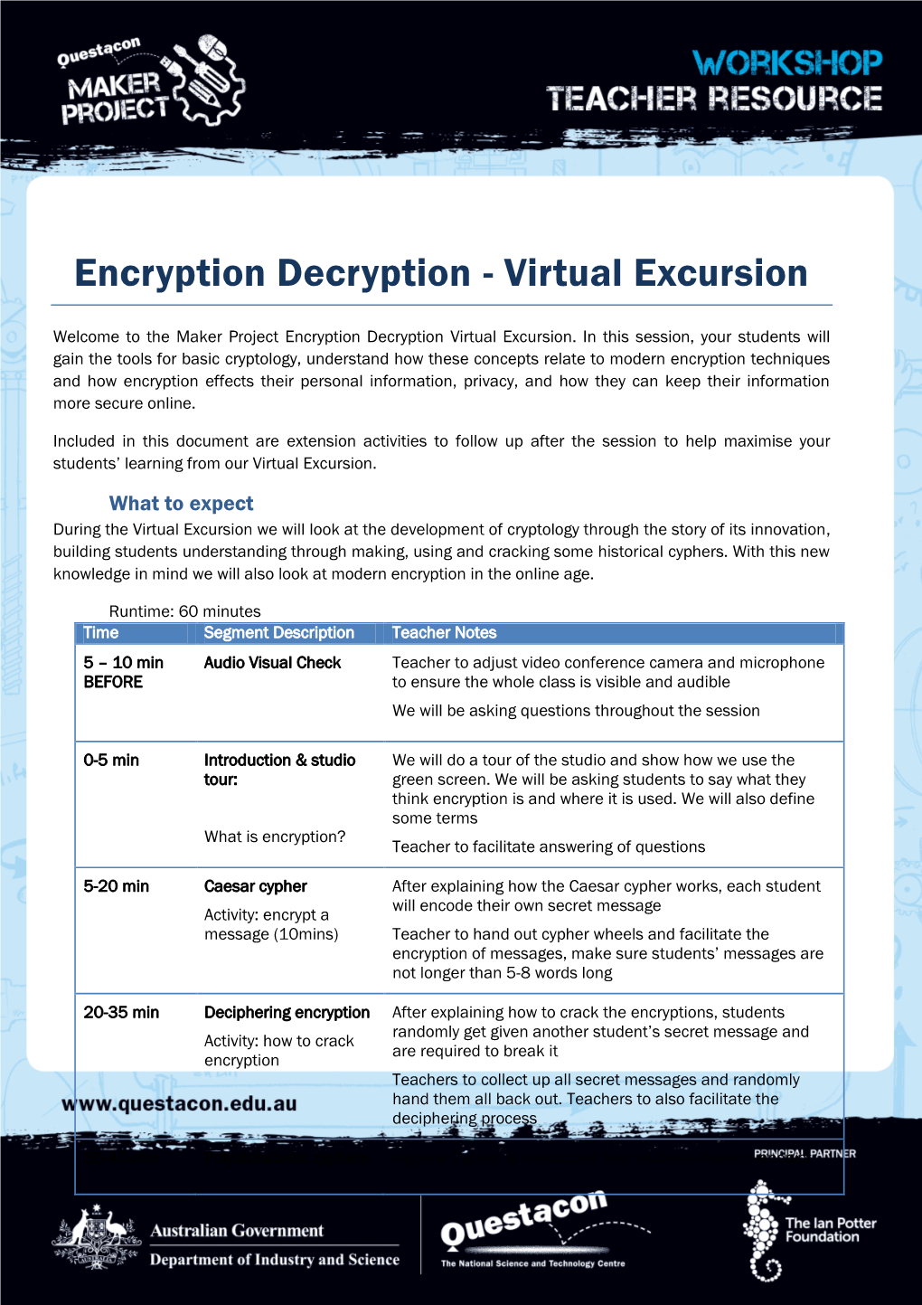 Encryption Decryption - Virtual Excursion