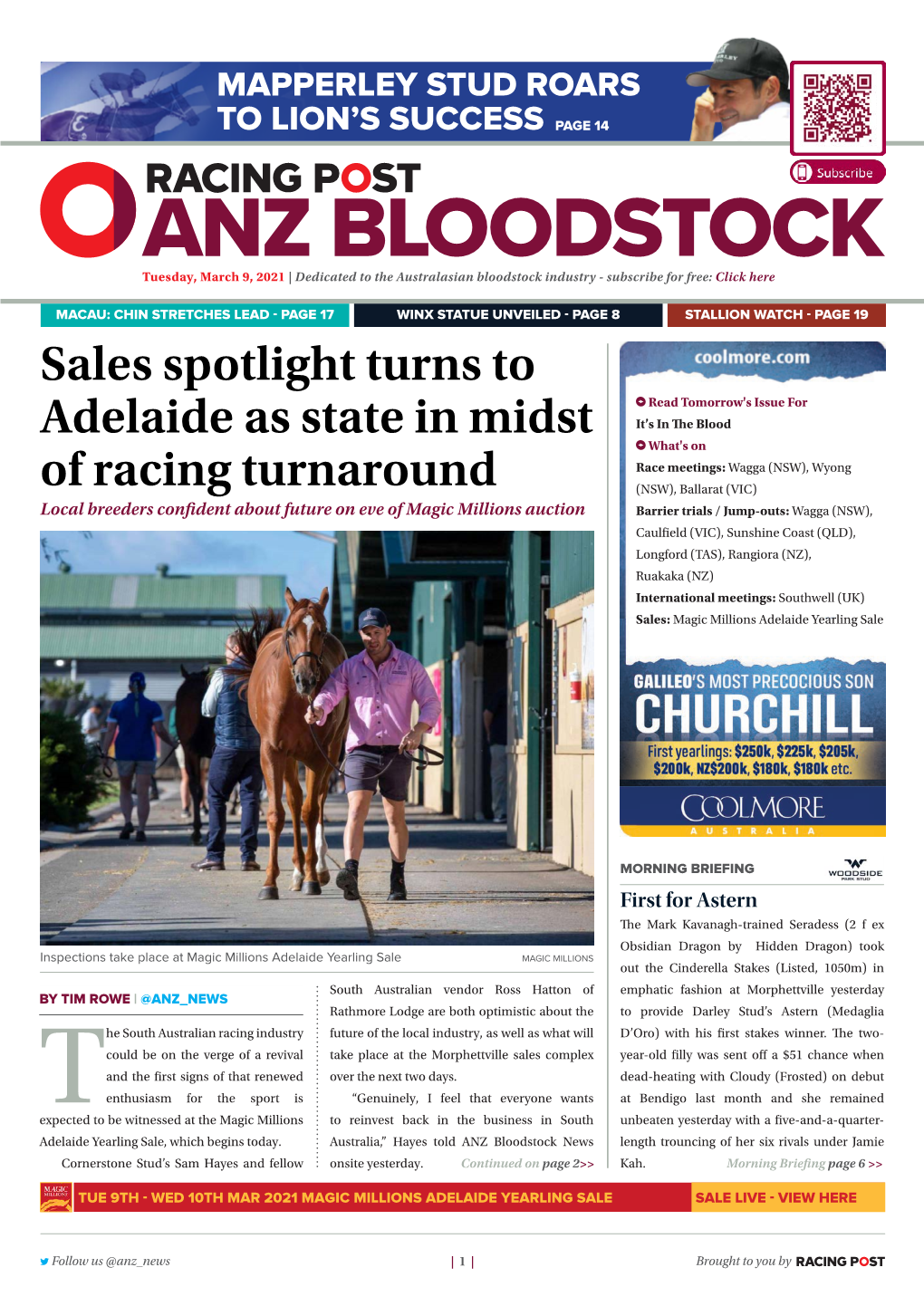 Sales Spotlight Turns to Adelaide As State in Midst of Racing Turnaround | 2 | Tuesday, March 9, 2021