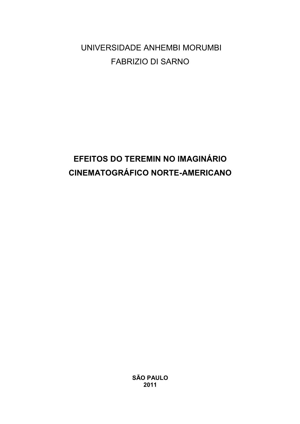 Efeitos Do Teremin No Imaginário Cinematográfico Norte-Americano