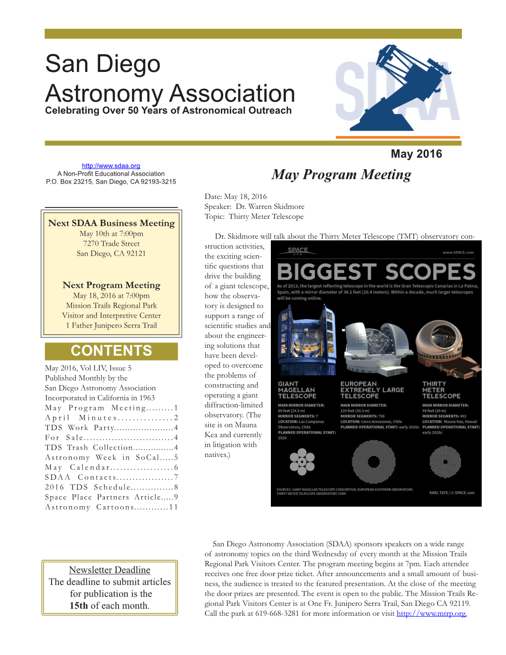 San Diego Astronomy Association Board of Directors Meeting April 12, 2016 –Unapproved and Subject to Revision