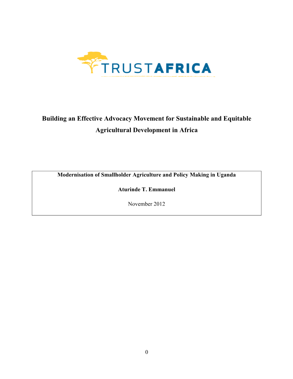 Building an Effective Advocacy Movement for Sustainable and Equitable Agricultural Development in Africa