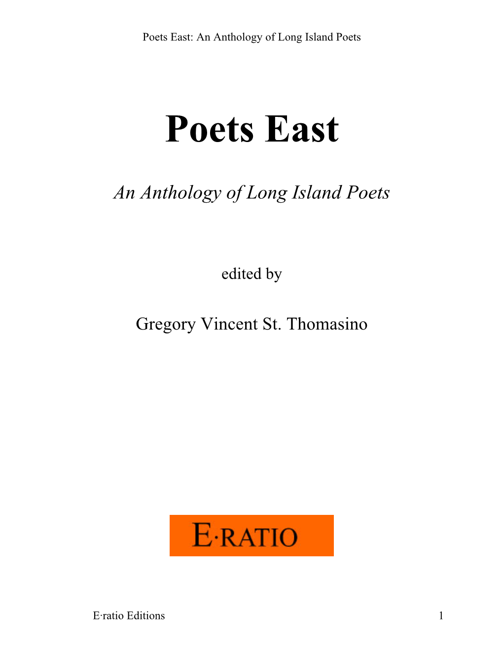 Poets East: an Anthology of Long Island Poets .Pdf